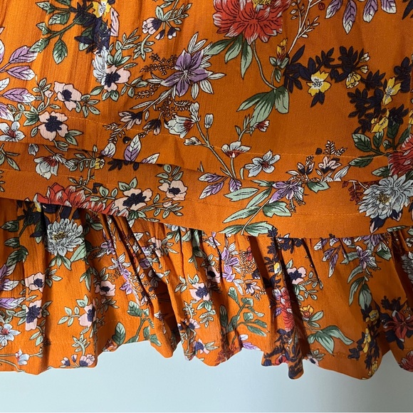 Easel Dress Size Medium Orange Floral Sundress Tie Straps Flowy Boho - Picture 5 of 11